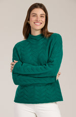 Cashmere Basketweave Sweater - Kelly Green