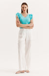 Emerson Ruffle Sleeve Tee - Aruba