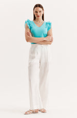 Emerson Ruffle Sleeve Tee - Aruba