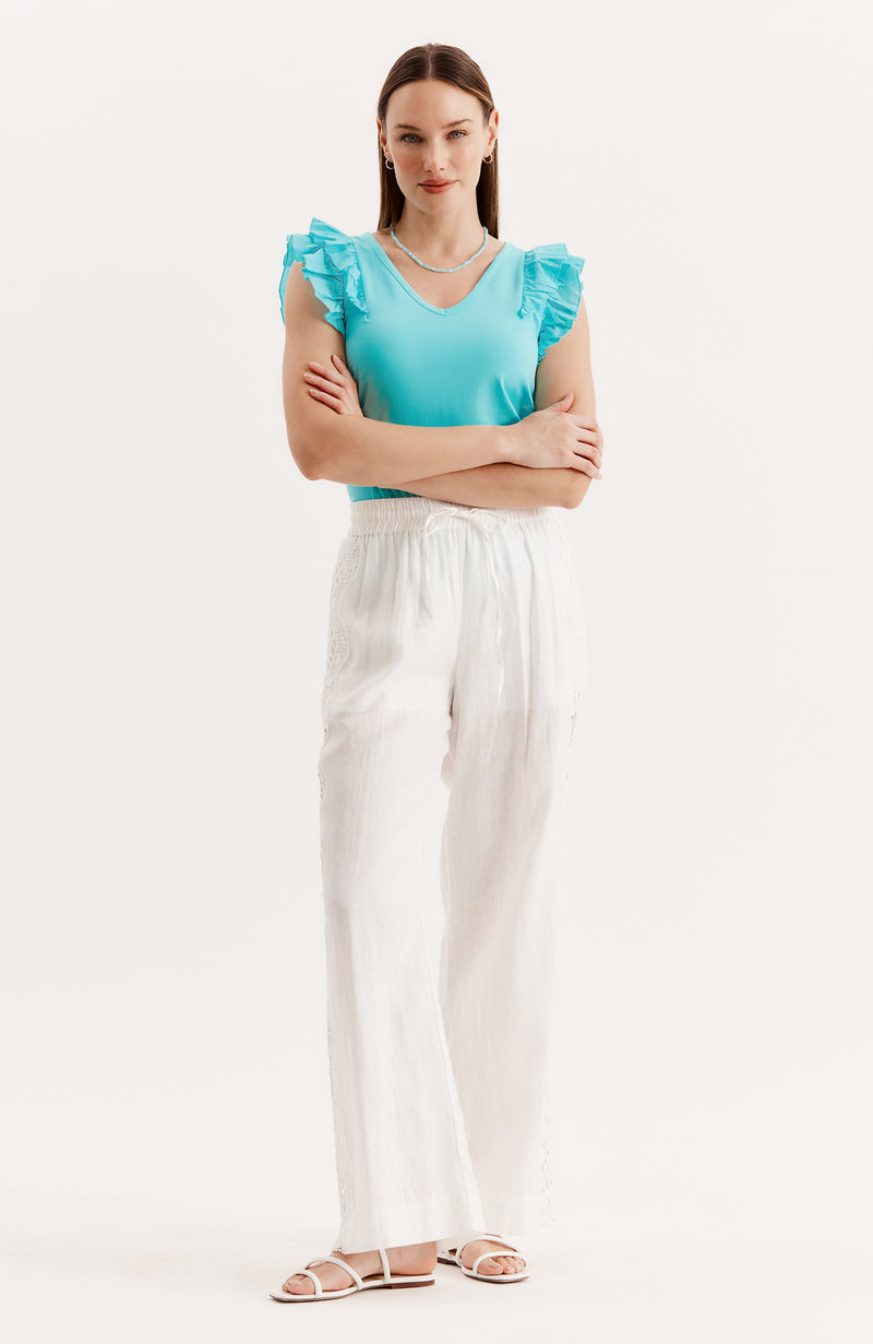 Emerson Ruffle Sleeve Tee - Aruba