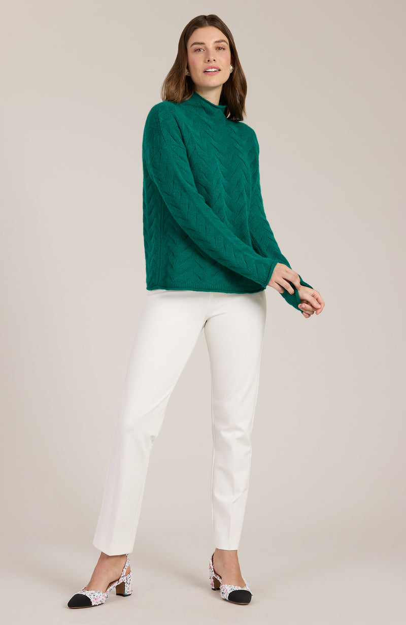 Cashmere Basketweave Sweater - Kelly Green