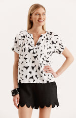 Skylar Cotton Daisy Top - Black White Daisy