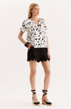 Skylar Cotton Daisy Top - Black White Daisy