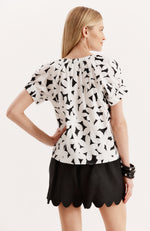 Skylar Cotton Daisy Top - Black White Daisy