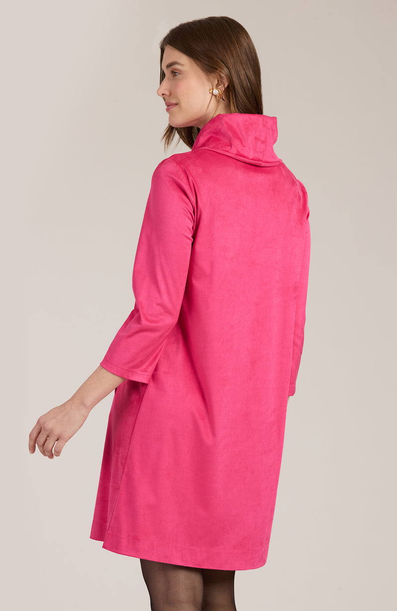 Kim Faux Suede Dress - Coco Pink