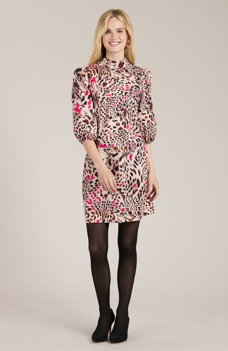 Vicky Cotton Pink Cheetah Dress - Pink Cheetah