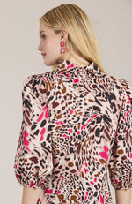 Vicky Cotton Pink Cheetah Dress - Pink Cheetah