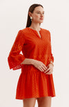 Isla Eyelet Dress - Tiger Lily