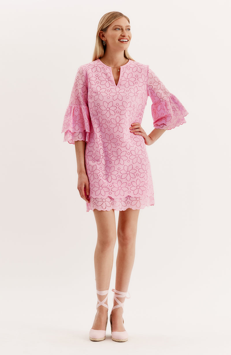 Christa Eyelet Dress - Pink Frosting