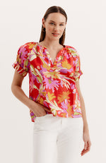 Skylar Cotton Tiger Lily Floral Top - Tiger Lily Floral