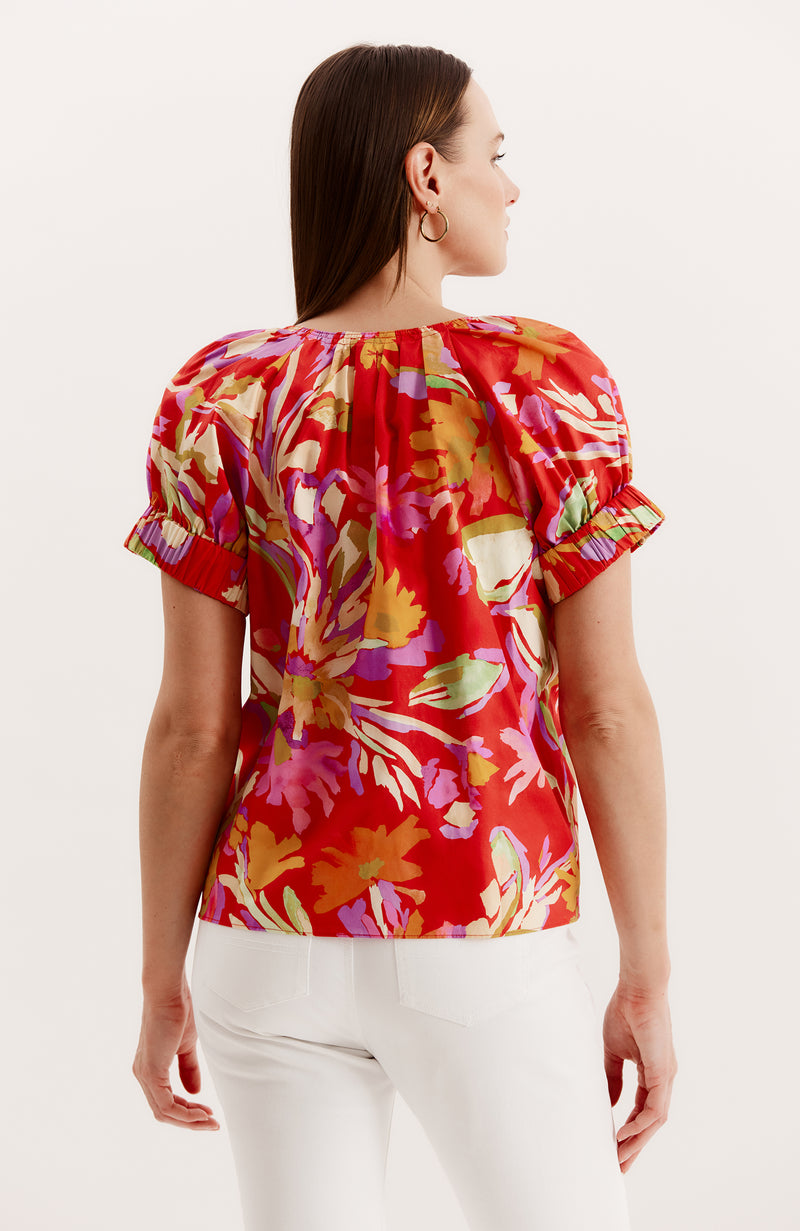 Skylar Cotton Tiger Lily Floral Top - Tiger Lily Floral