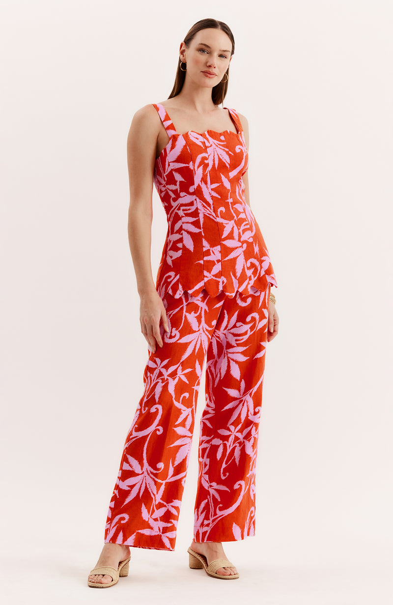 Gianna Linen Tropical Orchid Pant - Tropical Orchid