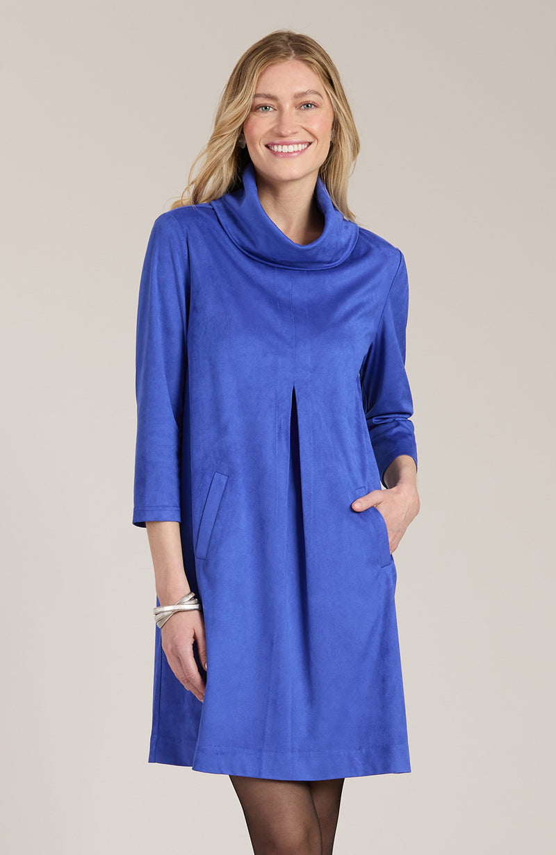 Kim Faux Suede Dress - Sapphire