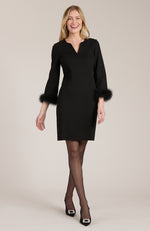 Chelsea Ponte Feather Dress - Black