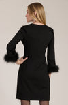 Chelsea Ponte Feather Dress - Black