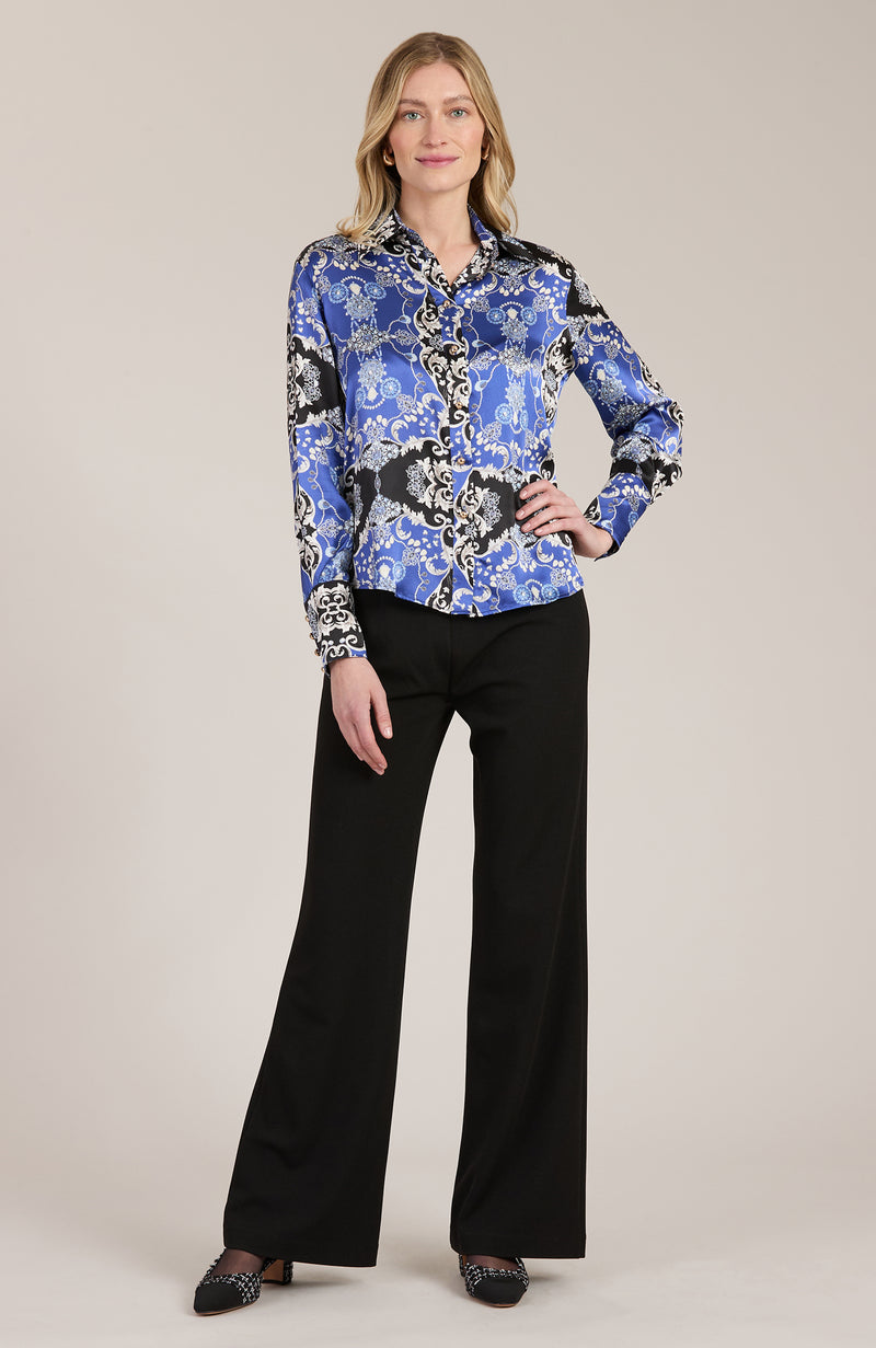 Chloe Charmeuse Diamonds Shirt - Diamonds & Sapphires