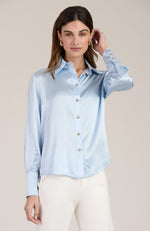 Chloe Silk Charmeuse Shirt - Light Blue