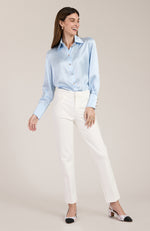 Chloe Silk Charmeuse Shirt - Light Blue