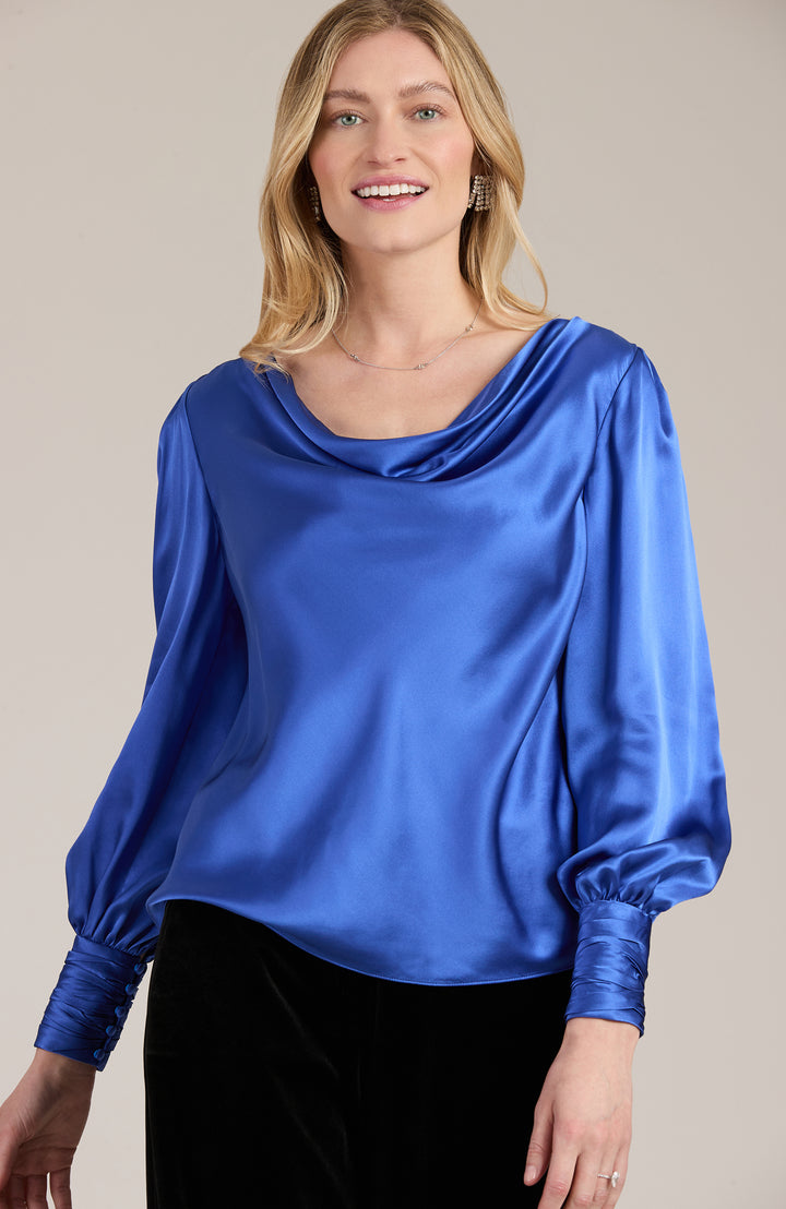 Tyler Böe Cold Shoulder Silk Top popular Blue S