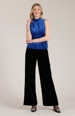 Sid Crushed Velvet Mock Neck Top - Sapphire