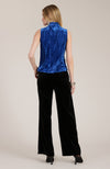 Sid Crushed Velvet Mock Neck Top - Sapphire