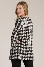 Sandra Sequin Houndstooth Tunic - Black