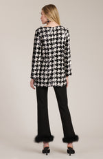 Sandra Sequin Houndstooth Tunic - Black