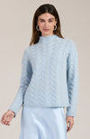 Cashmere Basketweave Sweater - Light Blue