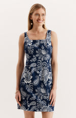 Pamela Embroidered Shift Dress - Bellwether Blue