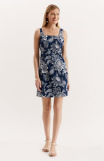 Pamela Embroidered Shift Dress - Bellwether Blue
