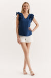 Emerson Ruffle Sleeve Tee - Bellwether Blue