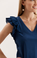 Emerson Ruffle Sleeve Tee - Bellwether Blue