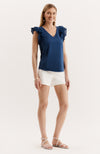 Emerson Ruffle Sleeve Tee - Bellwether Blue