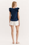 Emerson Ruffle Sleeve Tee - Bellwether Blue