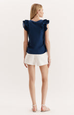 Emerson Ruffle Sleeve Tee - Bellwether Blue