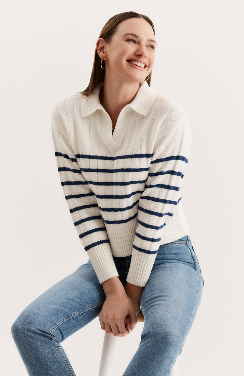 Ack Striped Sweater - Egret