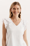 Emerson Ruffle Sleeve Tee - White