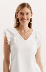 Emerson Ruffle Sleeve Tee - White