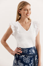 Emerson Ruffle Sleeve Tee - White