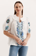 Margarita Embroidered Top - White