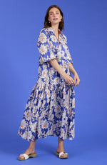 Cara Tiered Midi Dress - Sapphire Floral