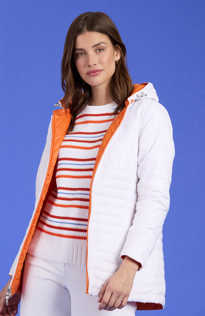 Martha Reversible Puffer Jacket - Mandarin Orange