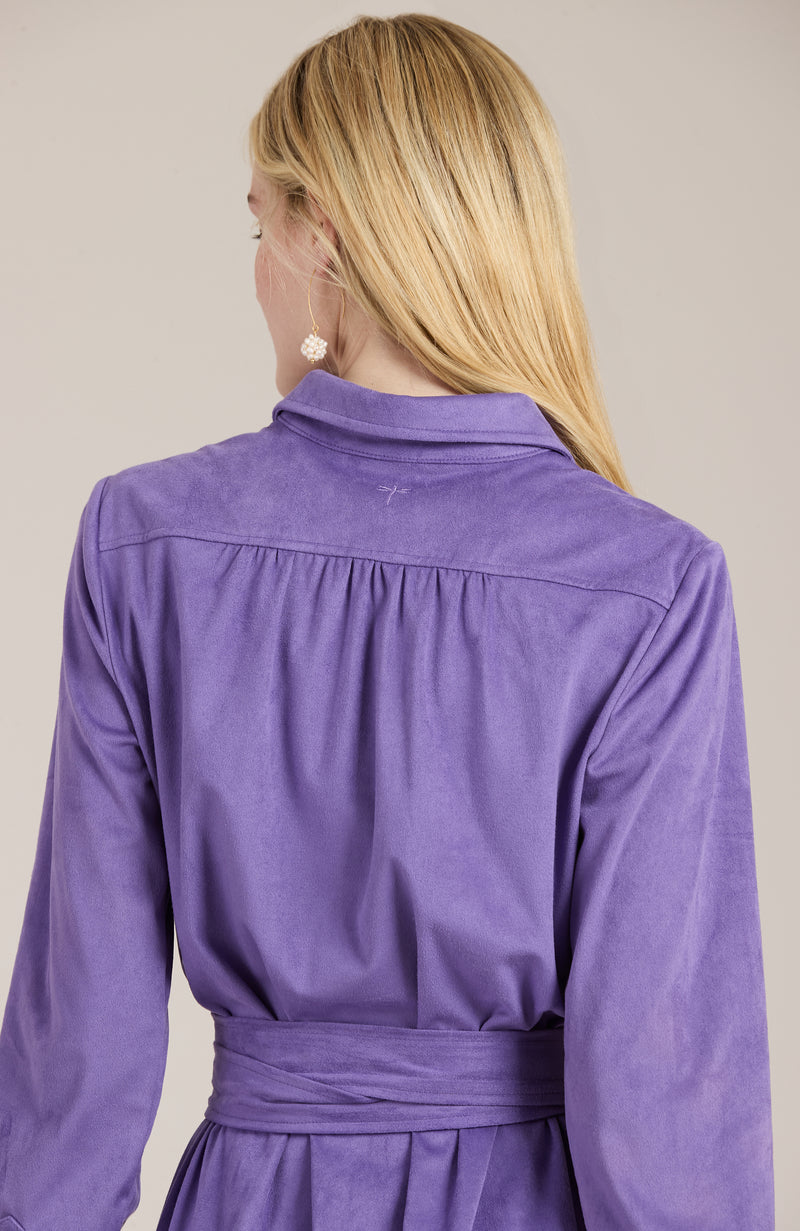 Ziva Faux Suede Shirtdress - Light Violet