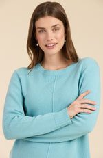 Cashmere Center Stitch Sweater - Light Eucalyptus