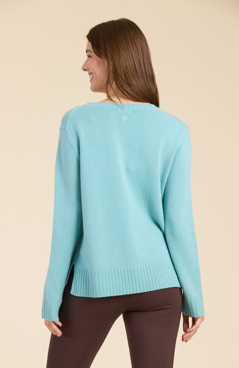 Cashmere Center Stitch Sweater - Light Eucalyptus