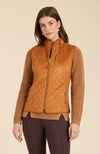 Faux Suede Moto Vest - Chestnut