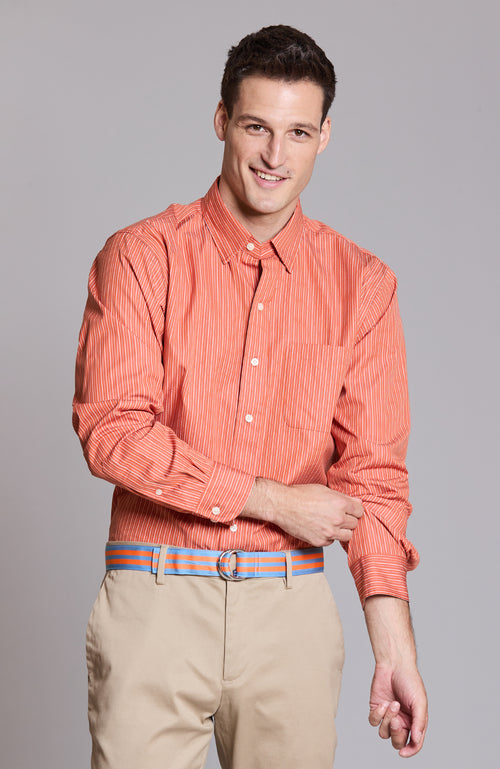 Rhinebeck Stripe Long Sleeve Shirt - Multi Orange Stripe