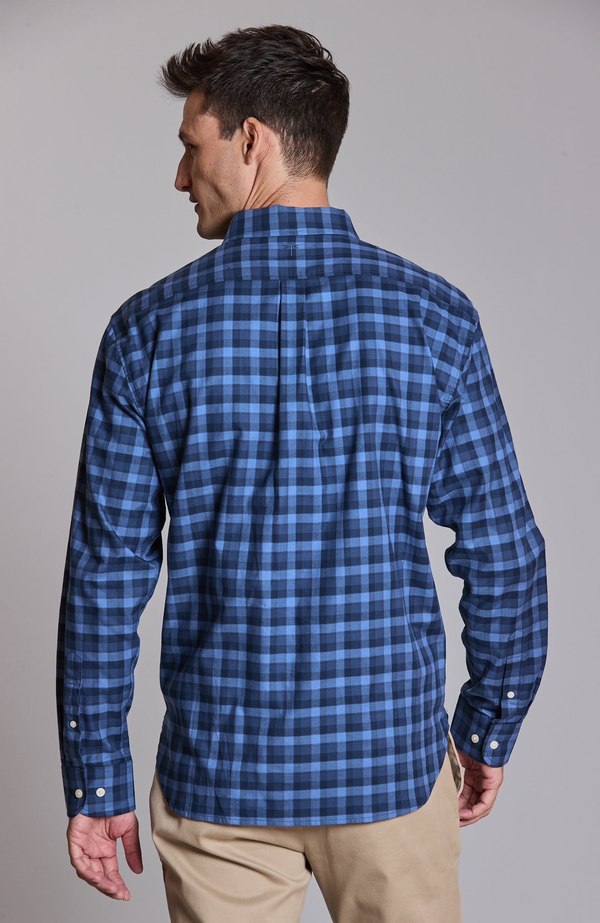 blue plaid dress shirt Wethersfield Plaid Long Sleeve Shirt