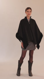 Leslie Fur Zip Cape - Black