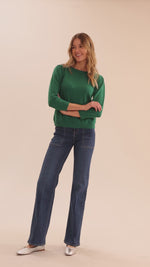 Julianne Cotton Cashmere Puff Sleeve Sweater - Verde